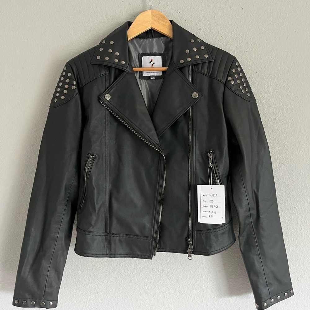 James & Co Vegan Leather Maria Moto jacket size XS